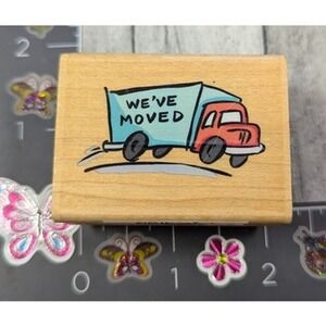 Stampendous We've Moved Truck E180 2000 Rubber Stamp Wood #D38
